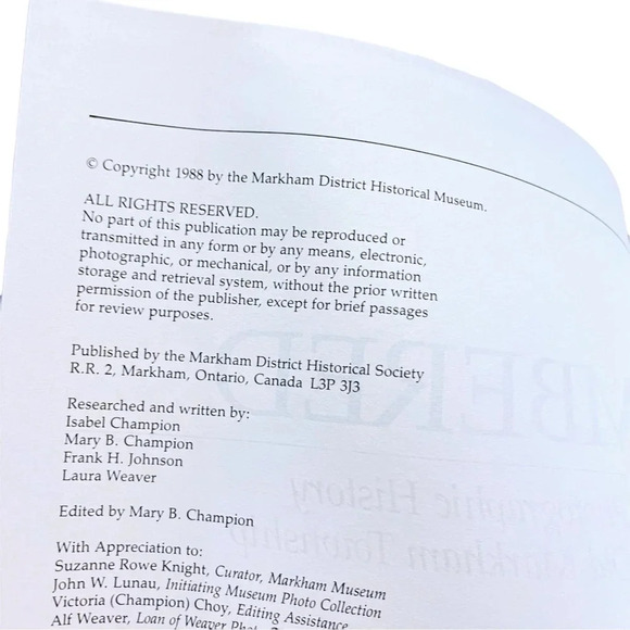 Markham Remembered Historical Society 1988 Book HC DJ Illus Ontario - Picture 6 of 7